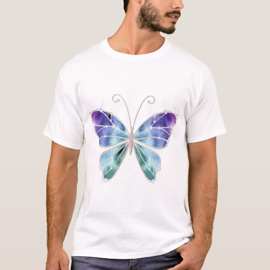 カッコいいの陰の虹によっては蝶が飛びます Tシャツ (正面)