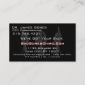 カッコいいの骨のX線のカイロプラクターの名刺 名刺 (裏面)