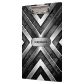 カッコいいは暗い金属の鋼鉄一見の名前をカスタムするにブラシをかけました クリップボード (左)