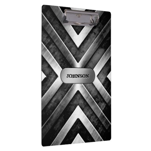 カッコいいは暗い金属の鋼鉄一見の名前をカスタムするにブラシをかけました クリップボード (右)