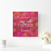 カッコいいやる気を起こさせる引用文プリント スクエア壁時計 (ホーム)