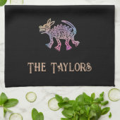 カッコいいアステカデザイン キッチンタオル (折り畳み)