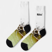 カッコいいアップルフルーツの水滴スプラッシュあなたの名前 ソックス (左)