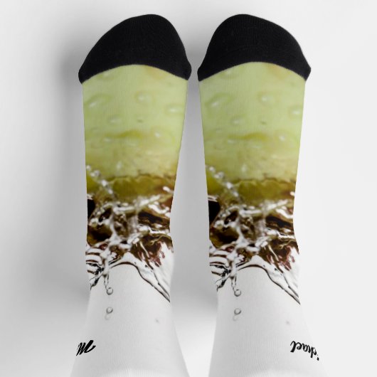 カッコいいアップルフルーツの水滴スプラッシュあなたの名前 ソックス (上部)