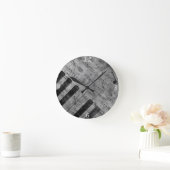 カッコいいアンティークグランジ効果のピアノ音符 ラウンド壁時計 (ホーム)