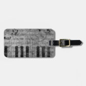 カッコいいアンティークグランジ効果のピアノ音符 ラゲッジタグ (正面横)