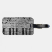 カッコいいアンティークグランジ効果のピアノ音符 ラゲッジタグ (裏面横)