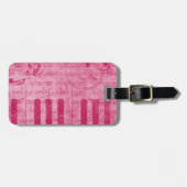 カッコいいアンティークグランジ効果のピアノ音符 ラゲッジタグ (正面横)