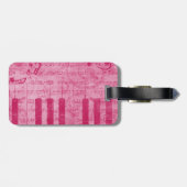 カッコいいアンティークグランジ効果のピアノ音符 ラゲッジタグ (裏面横)