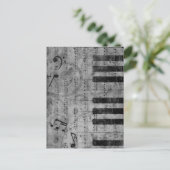 カッコいいアンティークグランジ効果音符 ポストカード (スタンド正面)