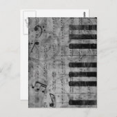 カッコいいアンティークグランジ効果音符 ポストカード (正面/裏面)