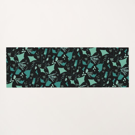 カッコいいエイ青い黒の水中競技パターン ヨガマット (裏面(横))