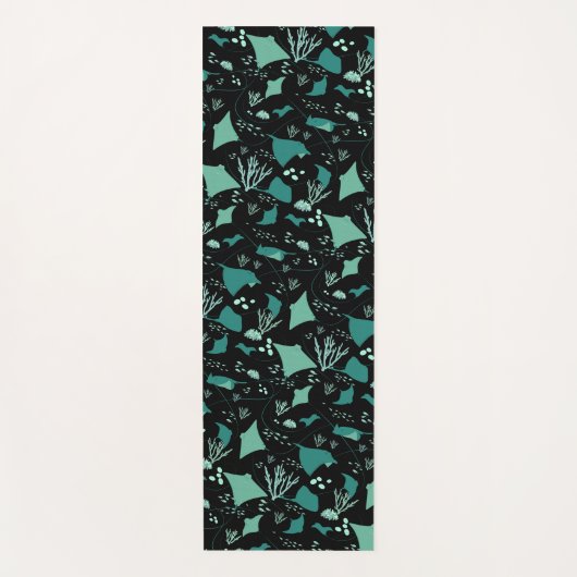 カッコいいエイ青い黒の水中競技パターン ヨガマット (正面)