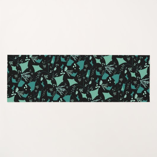 カッコいいエイ青い黒の水中競技パターン ヨガマット (正面(横))