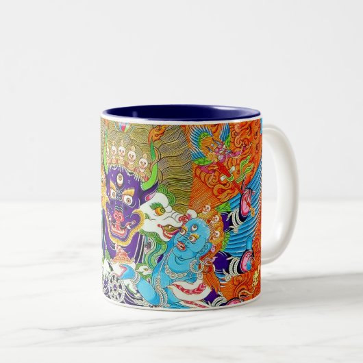 カッコいいオリエンタルマンダラ山鮮やか高の神芸術 ツートーンマグカップ (正面右)
