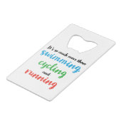 カッコいいオリジナルトライアスロンデザイン クレジットカード栓抜き (正面アングル)