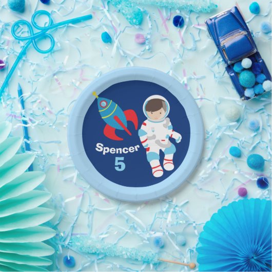 カッコいいカスタム宇宙飛行士宇宙子供の誕生日 ペーパープレート (パーティー)