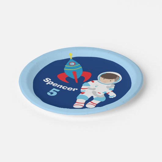 カッコいいカスタム宇宙飛行士宇宙子供の誕生日 ペーパープレート (アングル)