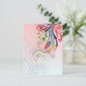 カッコいいカラフルの夏の色は花を渦巻く ポストカード (スタンド正面)