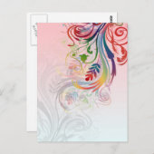 カッコいいカラフルの夏の色は花を渦巻く ポストカード (正面/裏面)