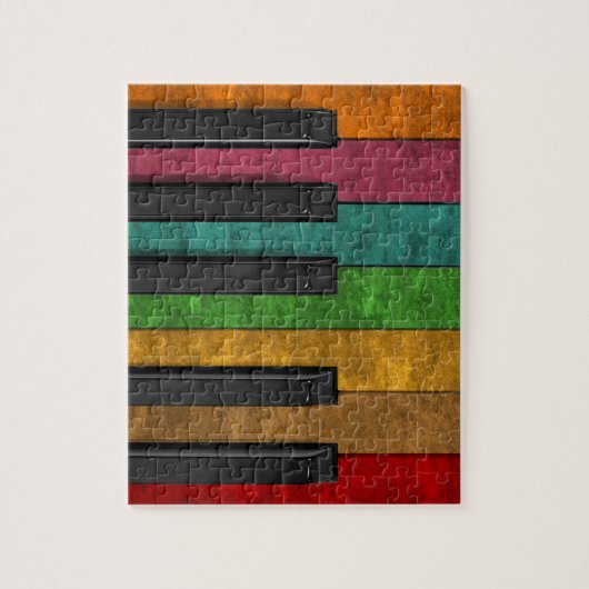 カッコいいカラフルアンティークグランジ効果ピアノ ジグソーパズル (縦)