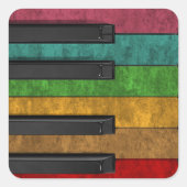 カッコいいカラフルアンティークグランジ効果ピアノ スクエアシール (正面)