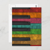 カッコいいカラフルアンティークグランジ効果ピアノ ポストカード (正面/裏面)