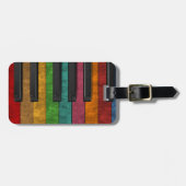 カッコいいカラフルアンティークグランジ効果ピアノ ラゲッジタグ (正面横)