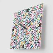 カッコいいカラフルガーリートレンディーレオパードアニマルプリント スクエア壁時計 (傾斜)