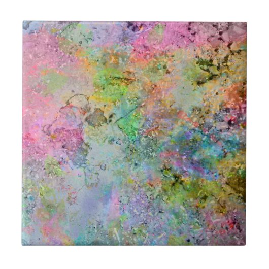 カッコいいカラフルネオンカラー抽象芸術大理石画像 タイル (正面)