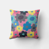 カッコいいカラフル抽象芸術60sヒッピー花柄 クッション (裏面)