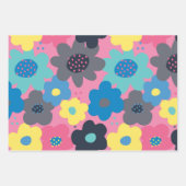 カッコいいカラフル抽象芸術60sヒッピー花柄 ラッピングペーパーシート (正面3)