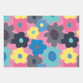 カッコいいカラフル抽象芸術60sヒッピー花柄 ラッピングペーパーシート (正面)
