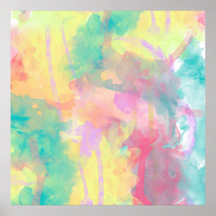 カッコいいカラフル水色絵を描の抽象芸術パターン ポスター
