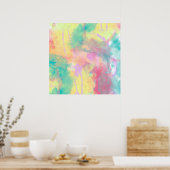 カッコいいカラフル水色絵を描抽象芸術模様 ポスター (キッチン)