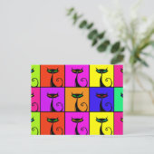 カッコいいカラフル猫アポップ・アートのート ポストカード (スタンド正面)