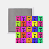 カッコいいカラフル猫アポップ・アートのート マグネット (正面/裏面)