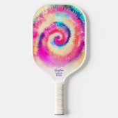カッコいいカラフルTieDyeパターンカスタム文字名 ピックルボールラケット (正面)