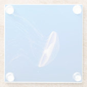 カッコいいクラゲの触手，明るい青の水 ガラスコースター (裏面)