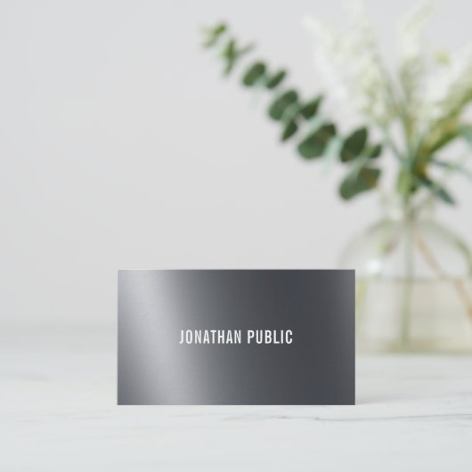 カッコいいクリエイティブライトとシャドウブラックエレガントプレーン 名刺 (スタンド正面)