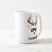 カッコいいクリスマスのトナカイ赤い鼻ブラックサングラス コーヒーマグカップ (正面右)