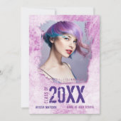 カッコいいグランジモダン2面フォトピンクパープルグラード 案内状 (正面)