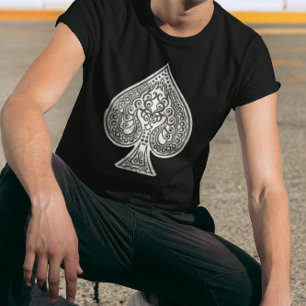 カッコいいグランジレトロ芸術的トランプのポーカーエーススペード Tシャツ