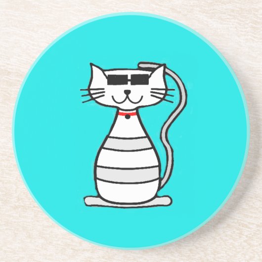 カッコいいサングラスの猫 コースター (正面)