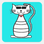カッコいいサングラスの猫 スクエアシール (正面)