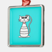 カッコいいサングラスの猫 メタルオーナメント (左)