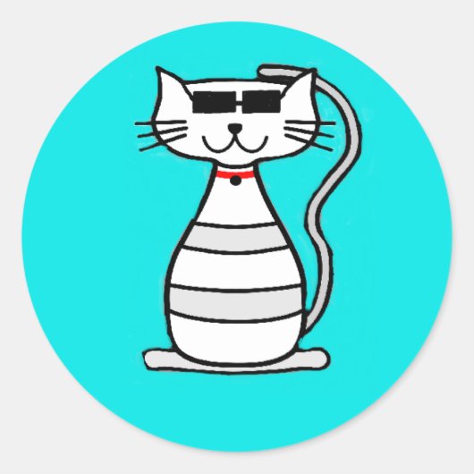 カッコいいサングラスの猫 ラウンドシール (正面)