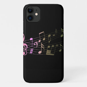 カッコいいシンプルブラックマジカルレインボーミュージックノート iPhone 11 ケース