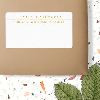 カッコいいシンプル平滑金ゴールド&ホワイト ラベル