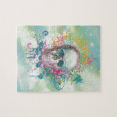 カッコいいスカル(ばちゃばちゃ)跳ねるはヴィンテージフローラ枠を旋回する ジグソーパズル (横)